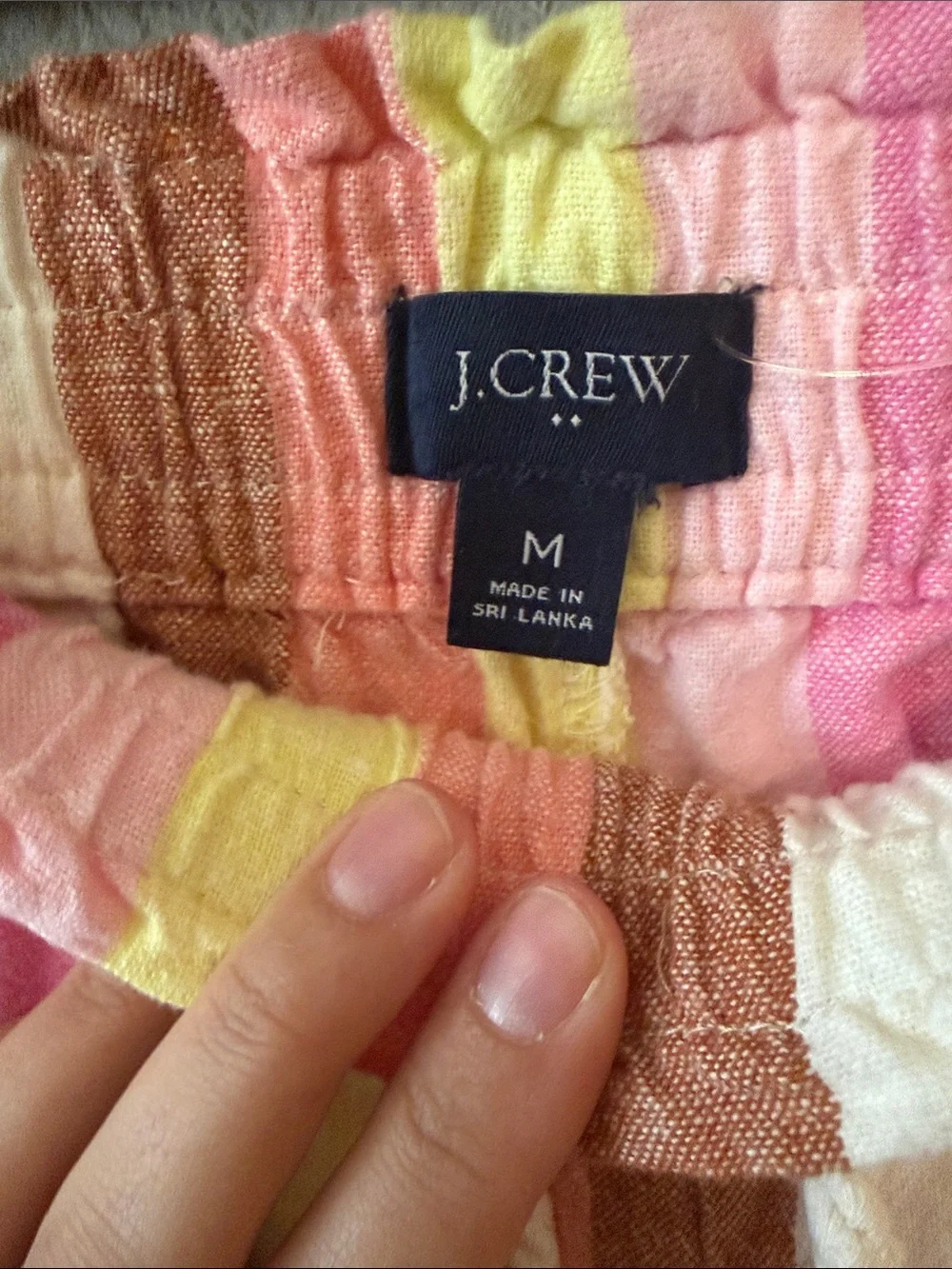 J. Crew LINEN blend Pastel Multi-Striped Wide-Leg Drawstring Pants